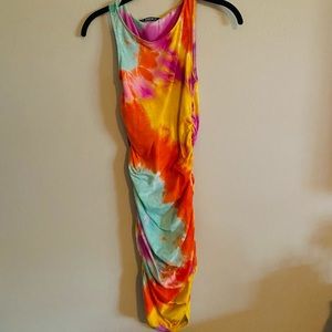 Cinched on both sides tie dye dress